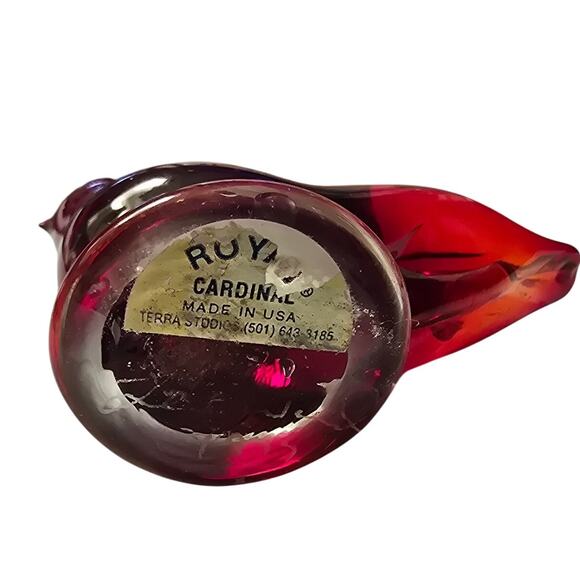 Vintage Titan‎ Art Glass Red Royal Cardinal Bird Signed Leo Ward 1997 Figurine - Picture 5 of 10